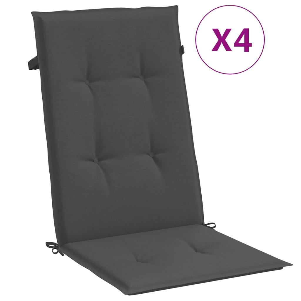 vidaXL Cojines silla respaldo alto 4 uds tela gris antracita melange