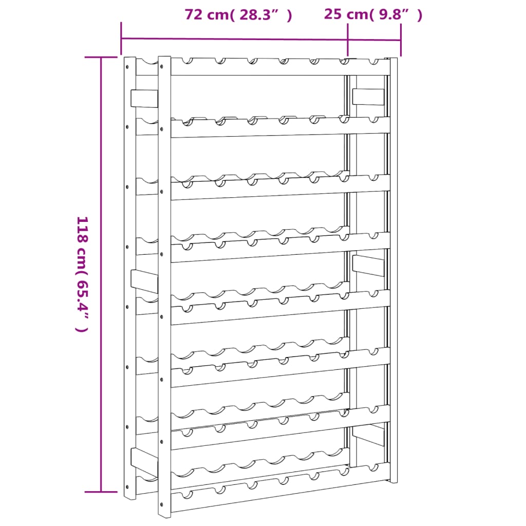 vidaXL Botellero para 56 botellas madera maciza de pino marrón