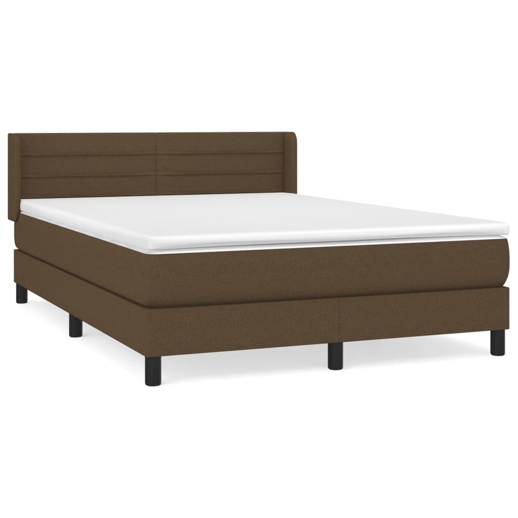 vidaXL Cama box spring con colchón tela marrón oscuro 140x200 cm