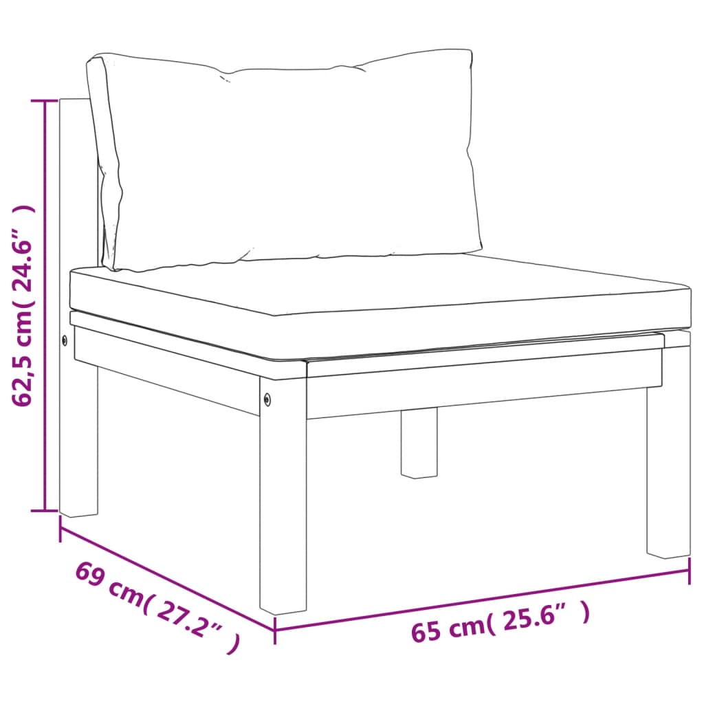 vidaXL Muebles de jardín 5 pzas cojines crema madera maciza de acacia