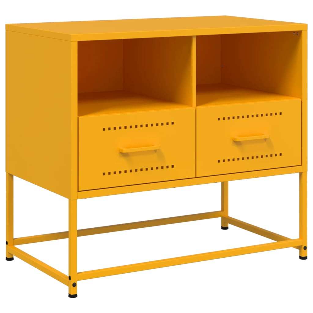 vidaXL Mueble para TV de acero amarillo mostaza 68x39x60,5 cm