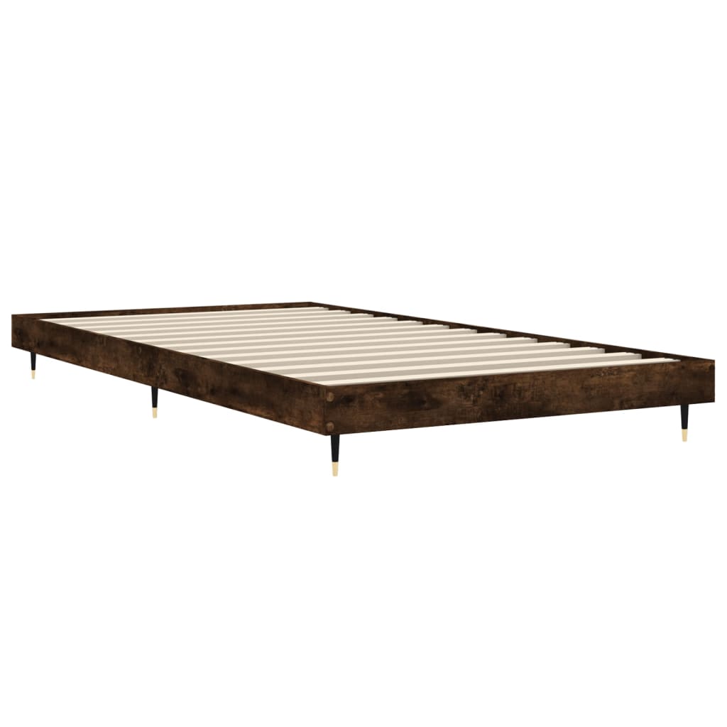 vidaXL Estructura de cama sin colchón madera roble ahumado 100x200 cm