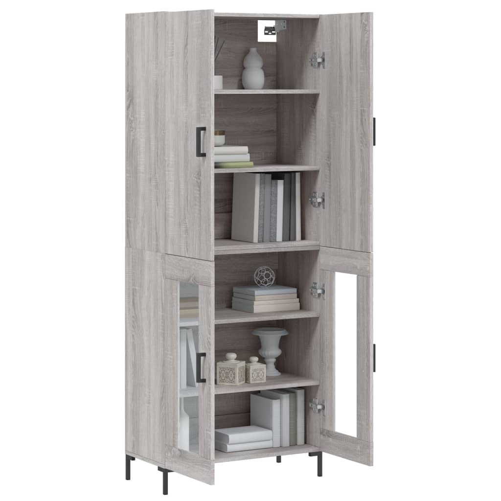 vidaXL Aparador alto madera contrachapada gris sonoma 69,5x34x180 cm