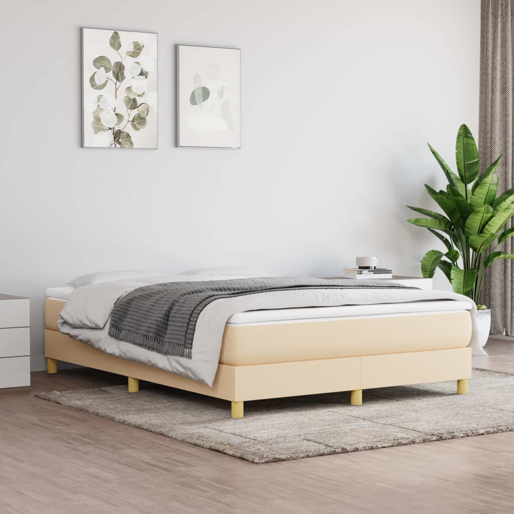 vidaXL Cama box spring con colchón tela color crema 140x190 cm