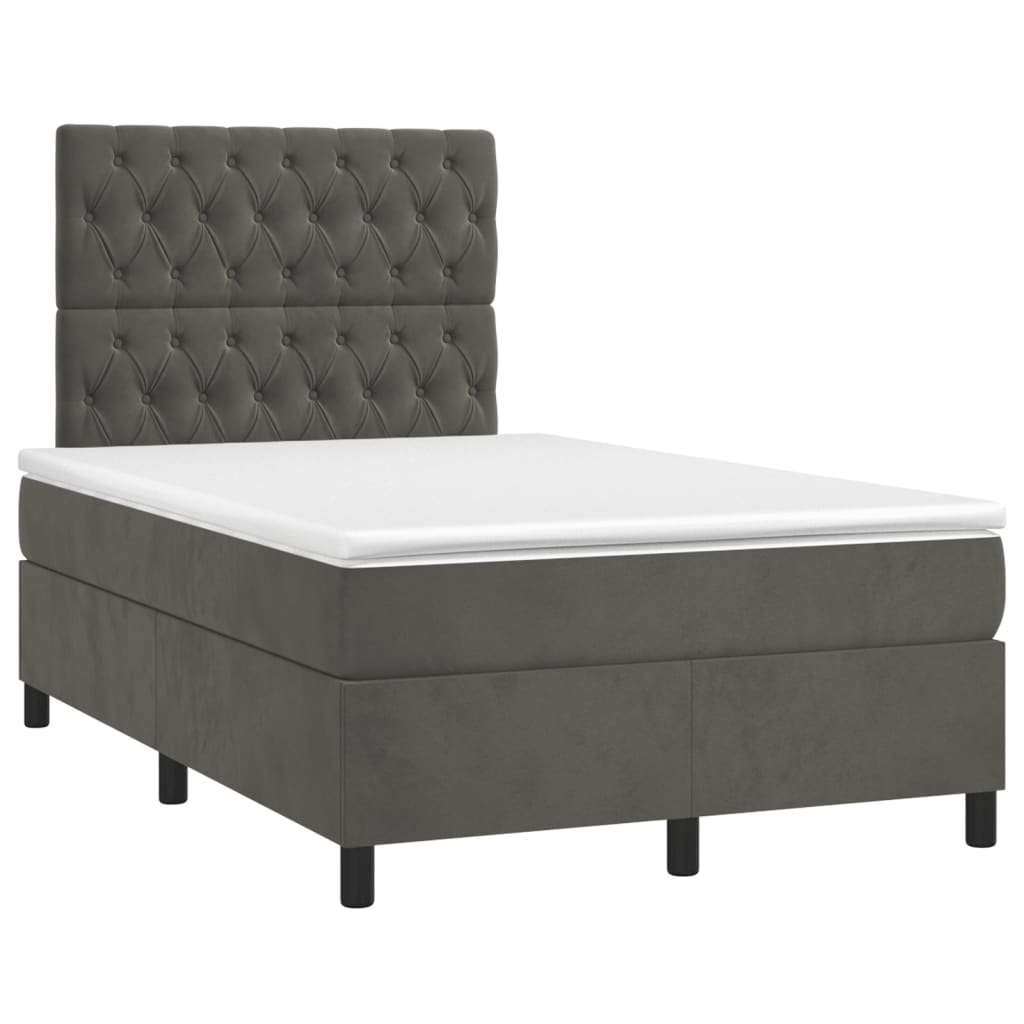 vidaXL Cama box spring con colchón terciopelo gris oscuro 120x200 cm