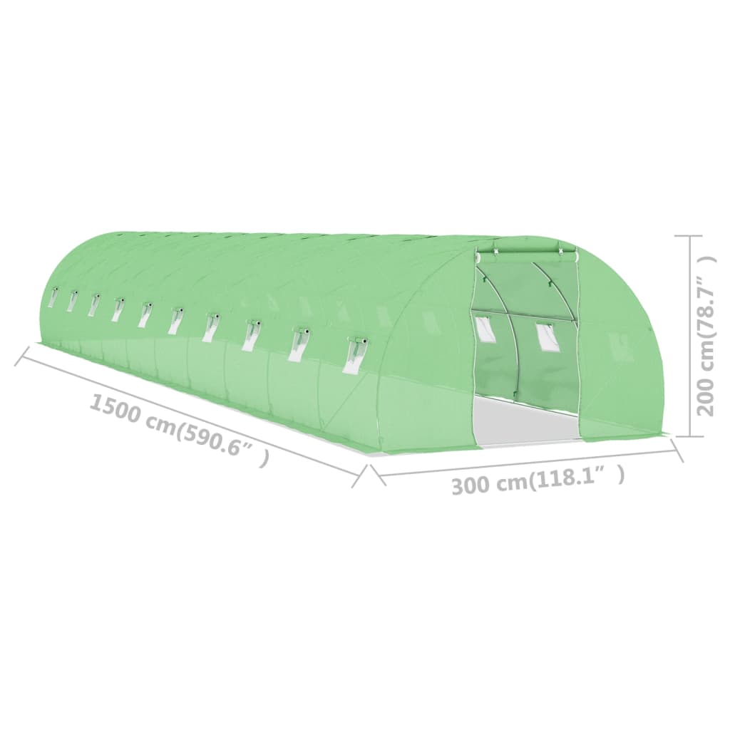 vidaXL Invernadero 45 m² 15x3x2 m