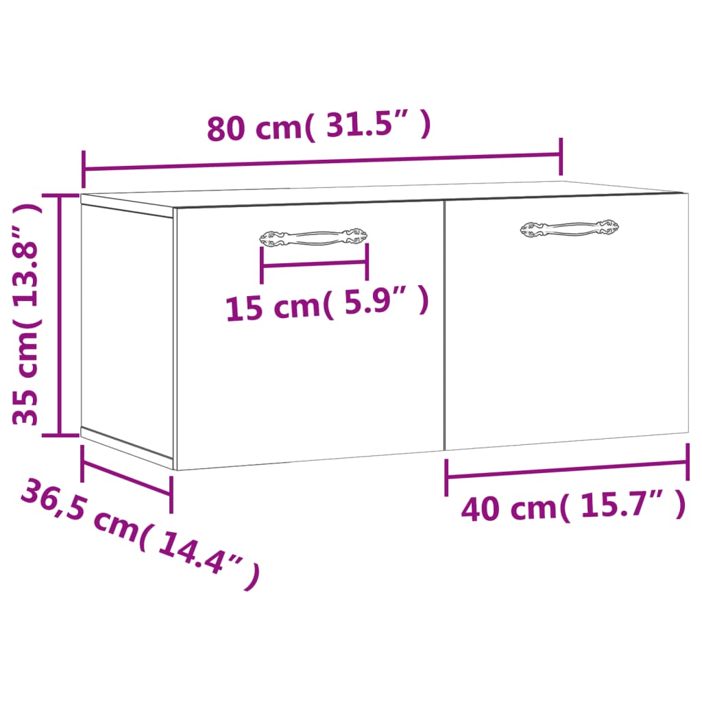 vidaXL Armario de pared madera ingeniería marrón roble 80x36,5x35 cm