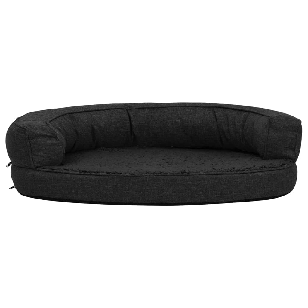 vidaXL Colchón de cama de perro ergonómico aspecto lino negro 75x53cm