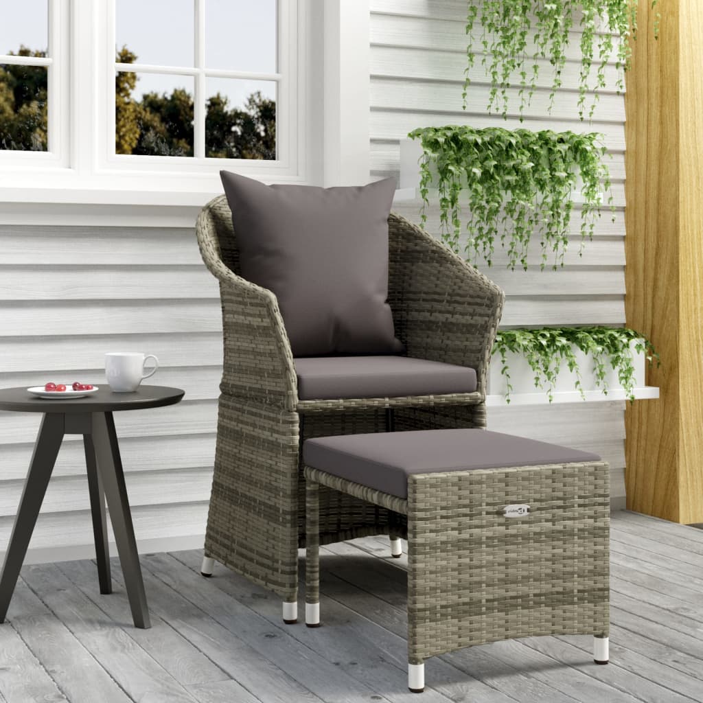 vidaXL Set de muebles de jardín 2 pzas cojines ratán sintético gris