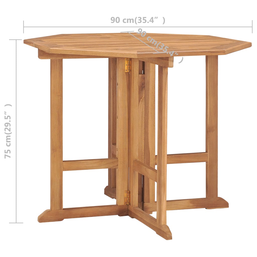 vidaXL Set de comedor de jardín plegable 5 pzas madera maciza de teca