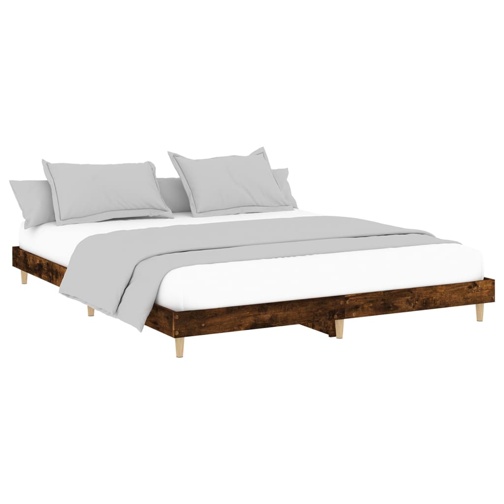 vidaXL Estructura de cama madera de ingeniería roble ahumado 160x200cm