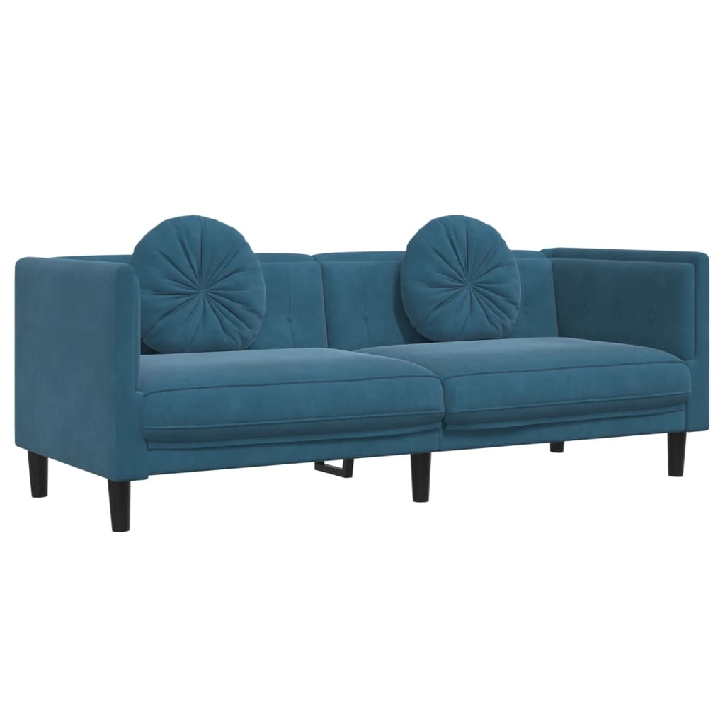 vidaXL Juego de sofás con cojines 2 piezas terciopelo azul