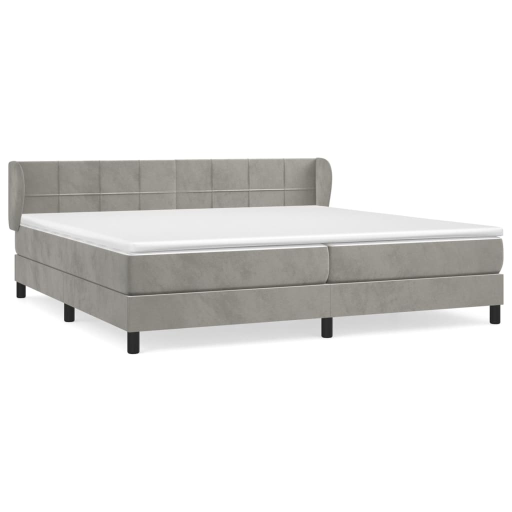 vidaXL Cama box spring con colchón terciopelo gris claro 200x200 cm