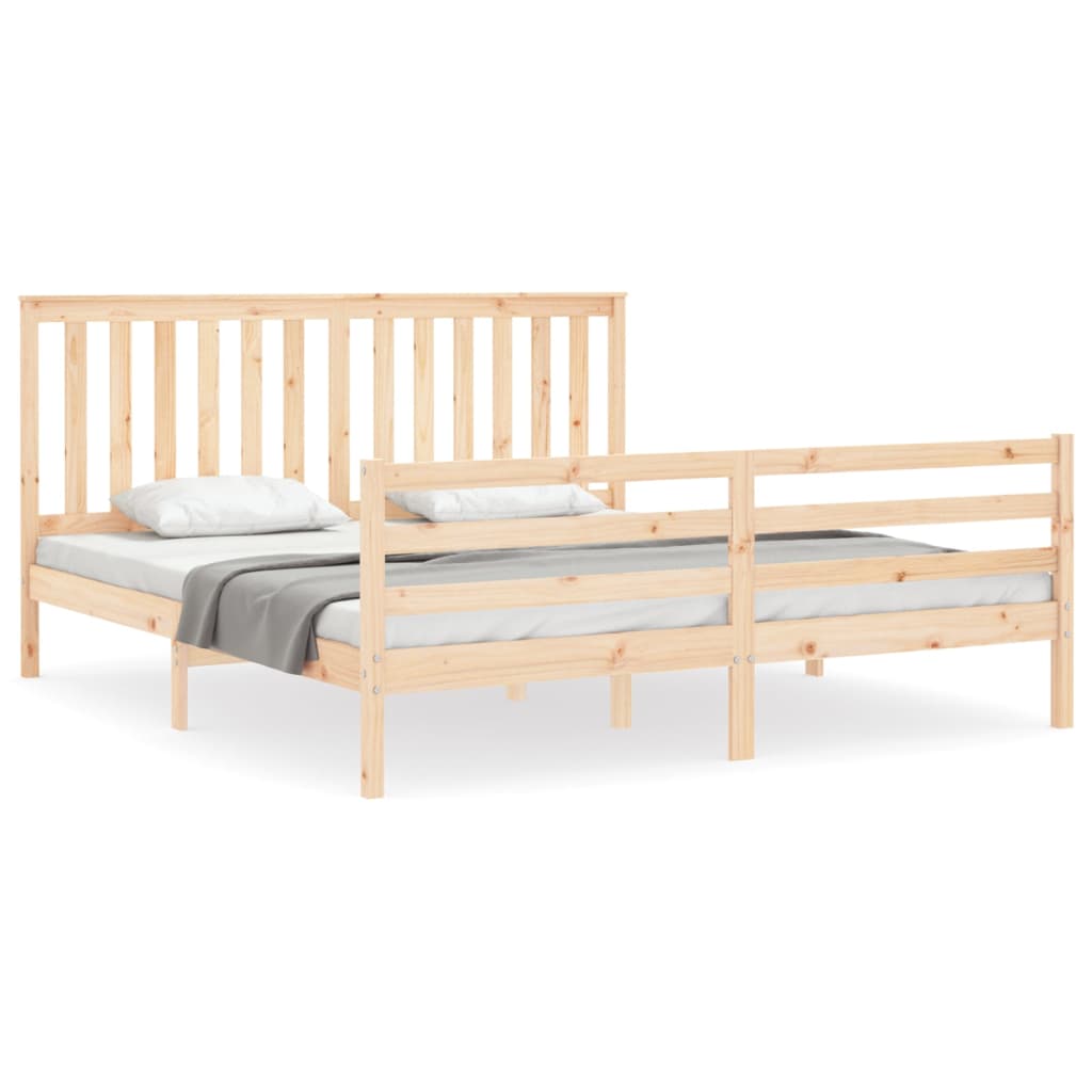 vidaXL Estructura de cama de matrimonio con cabecero madera maciza