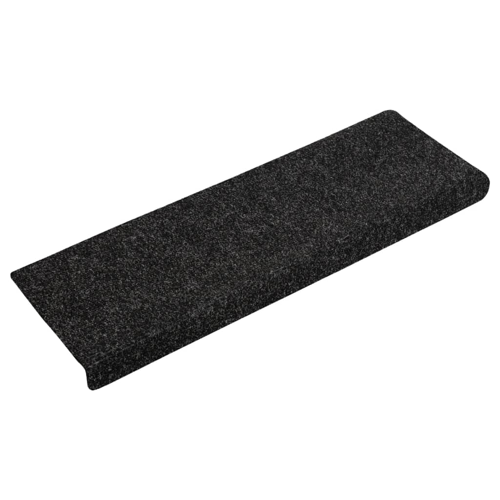 vidaXL Alfombrillas de escalera 10 unidades negro 65x21x4 cm