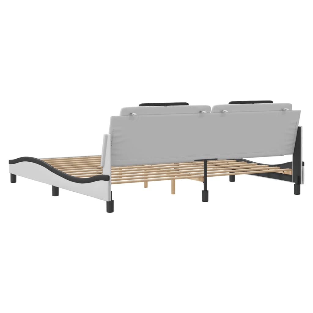 vidaXL Estructura cama con LED cuero sintético blanco negro 200x200 cm