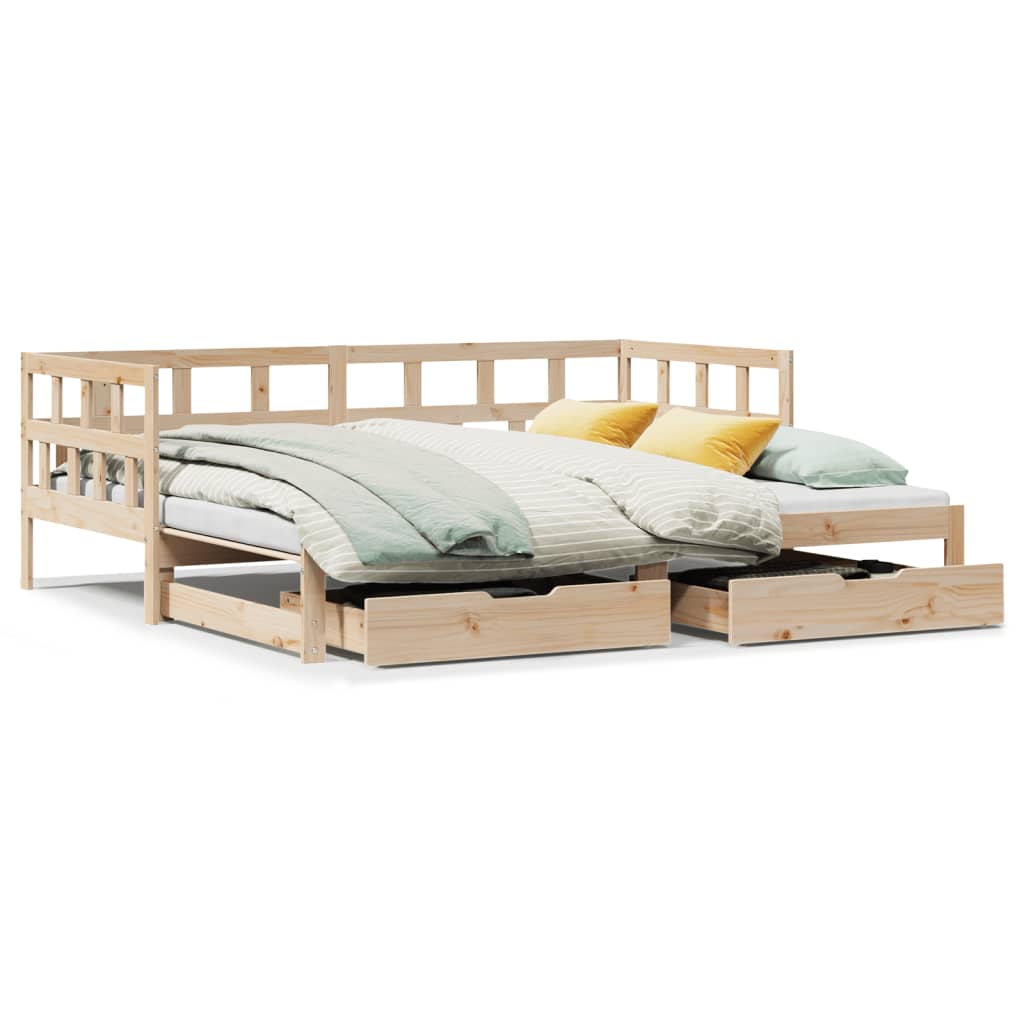 vidaXL Sofá cama nido con cajones madera maciza de pino 90x200 cm