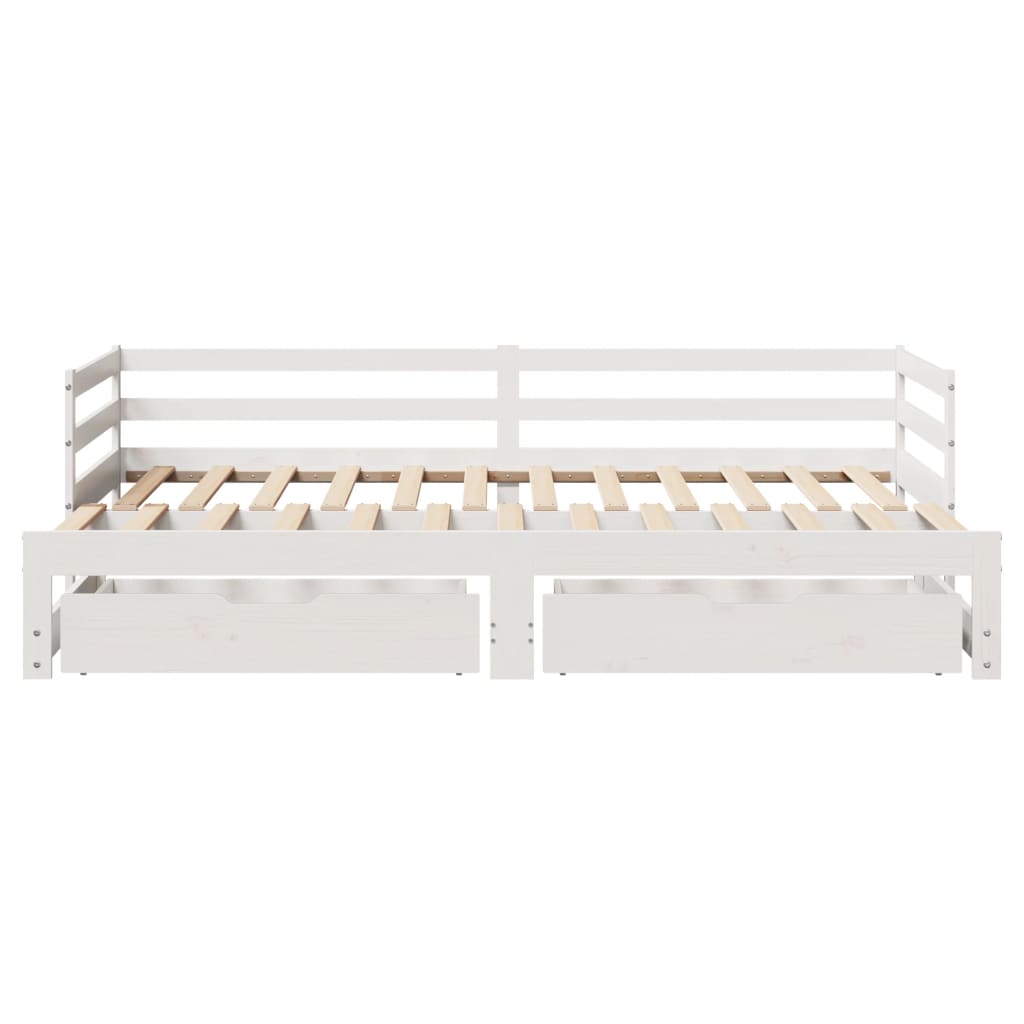 vidaXL Sofá cama nido con cajones madera maciza pino blanca 80x200 cm