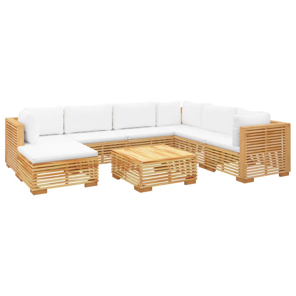 vidaXL Juego muebles de jardín 8 piezas y cojines madera maciza teca