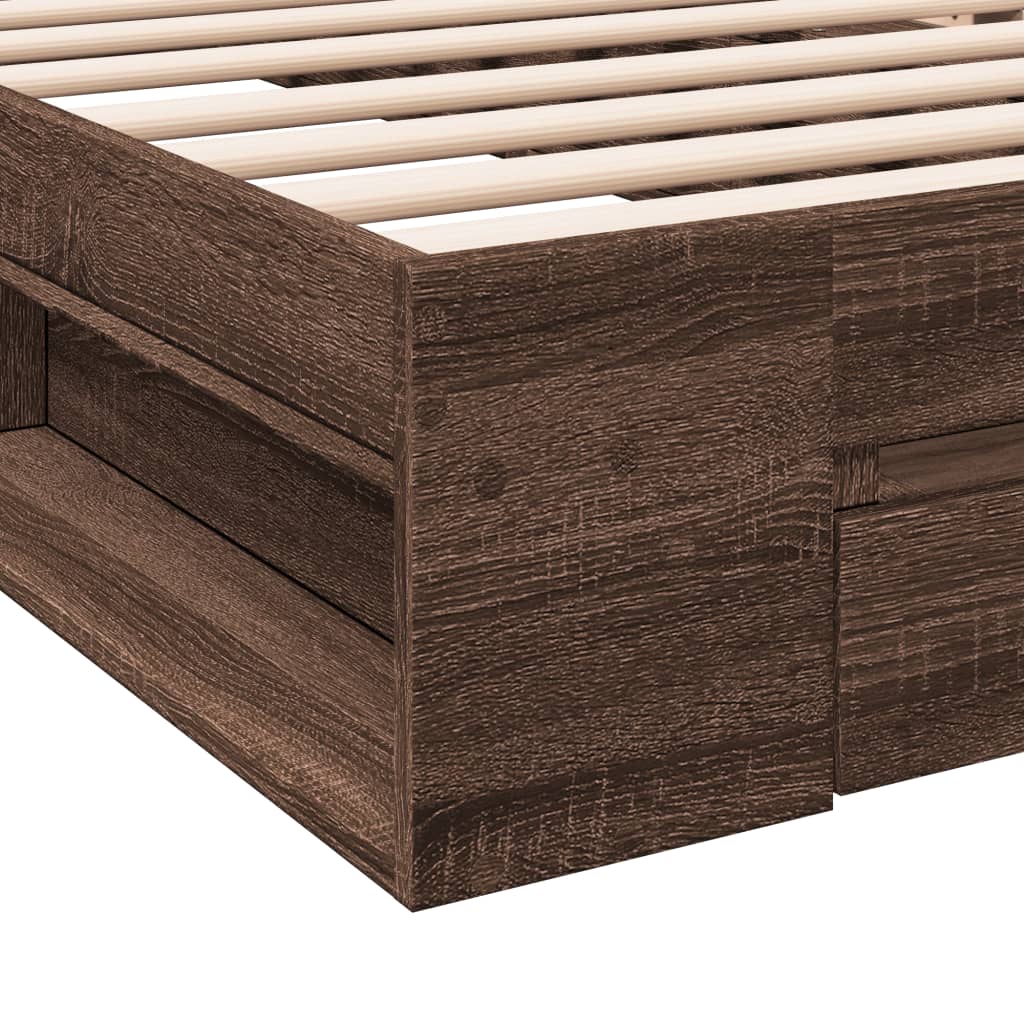 vidaXL Cama con cajón madera de ingeniería marrón roble 75x190 cm