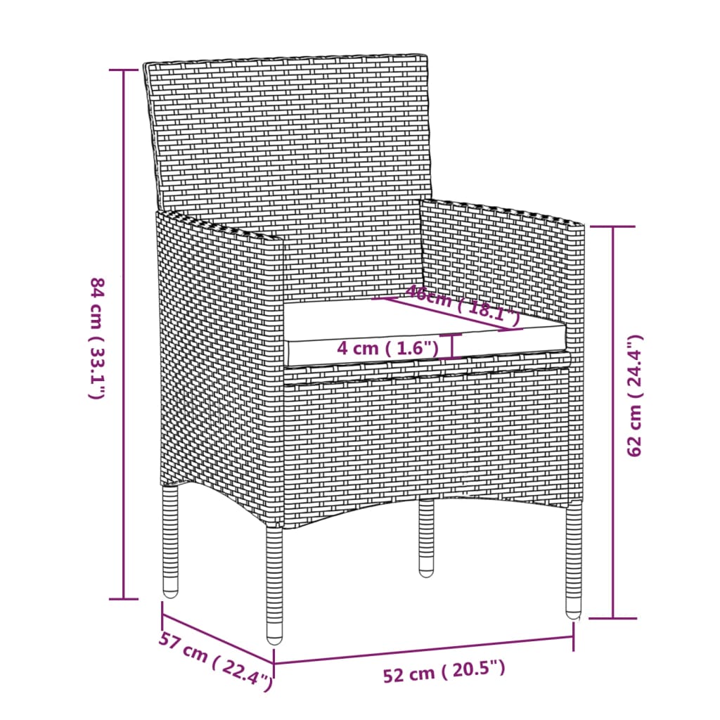 vidaXL Juego de comedor para jardín 9 piezas con cojines gris y negro