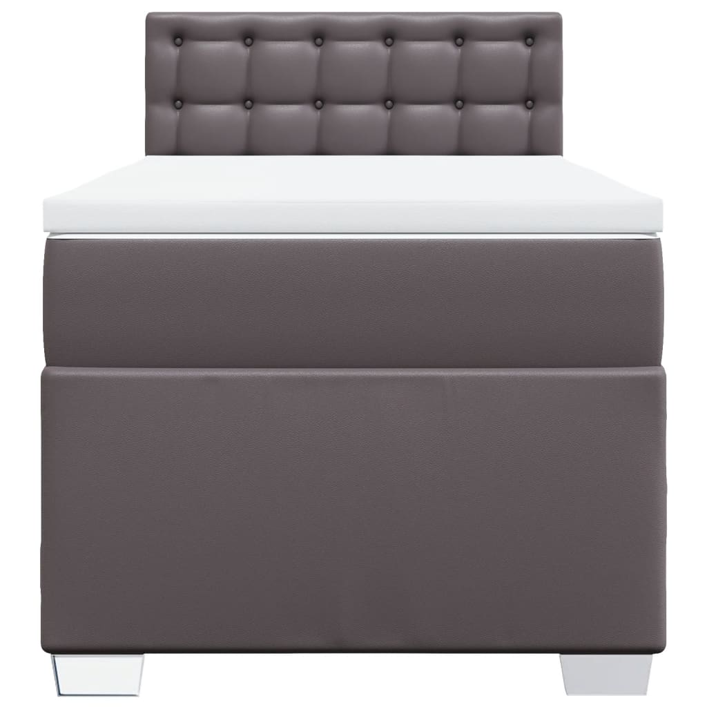 vidaXL Cama box spring con colchón cuero sintético gris 90x190 cm