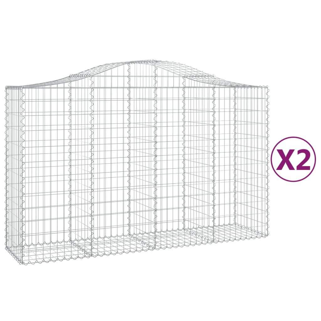 vidaXL Cestas de gaviones 2 uds forma de arco hierro 200x50x120/140 cm