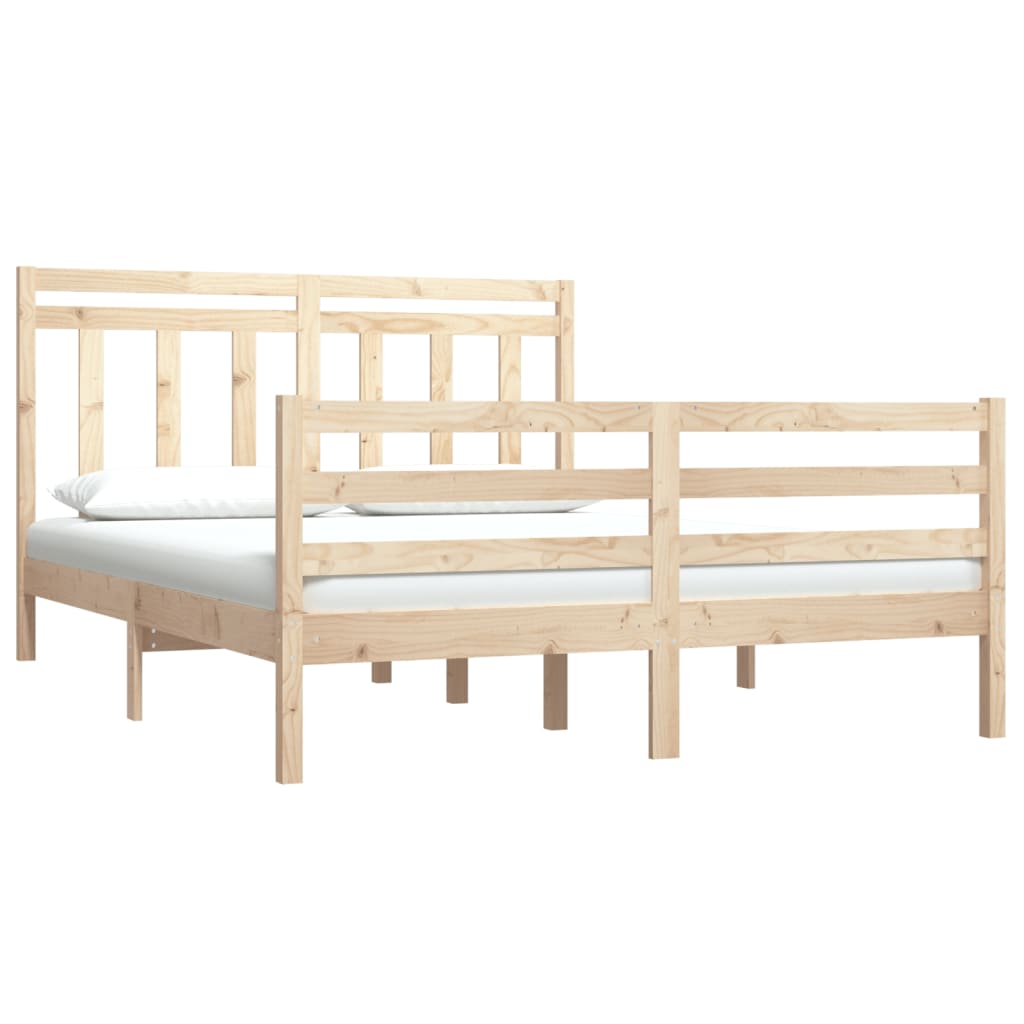 vidaXL Estructura de cama de matrimonio madera maciza 135x190 cm