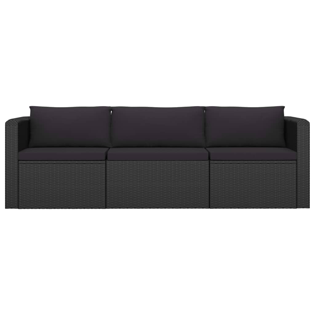 vidaXL Set muebles de jardín 8 piezas y cojines ratán sintético negro