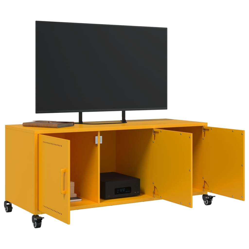 vidaXL Mueble de TV de acero amarillo mostaza 100,5x39x43,5 cm