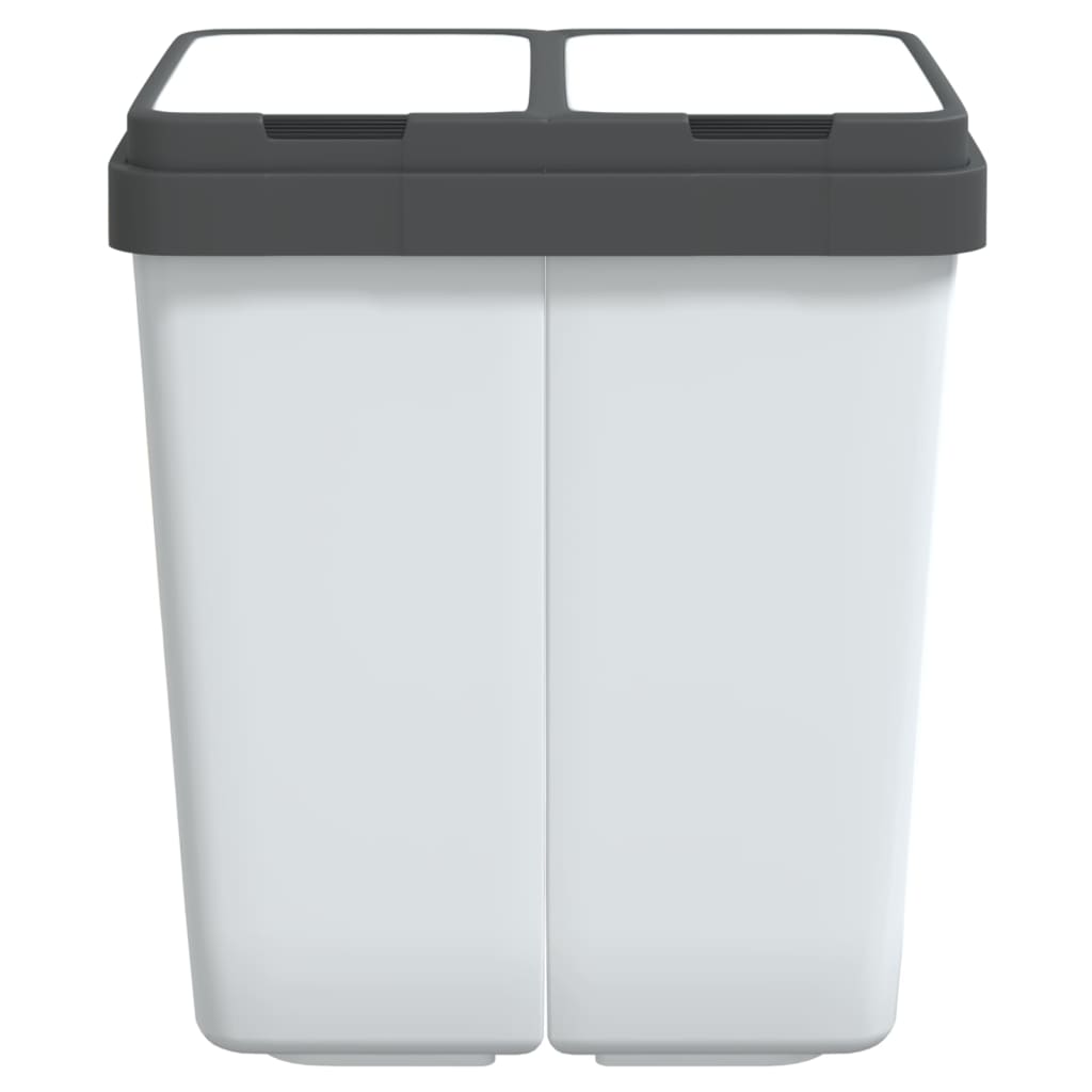 vidaXL Cubo de basura doble blanco 2x25 L