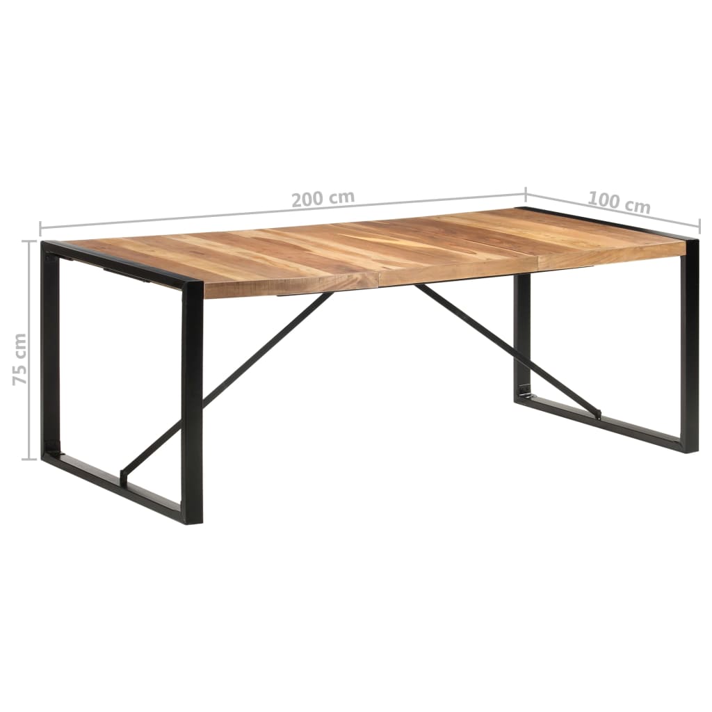 vidaXL Mesa de comedor madera maciza con acabado sheesham 200x100x75cm