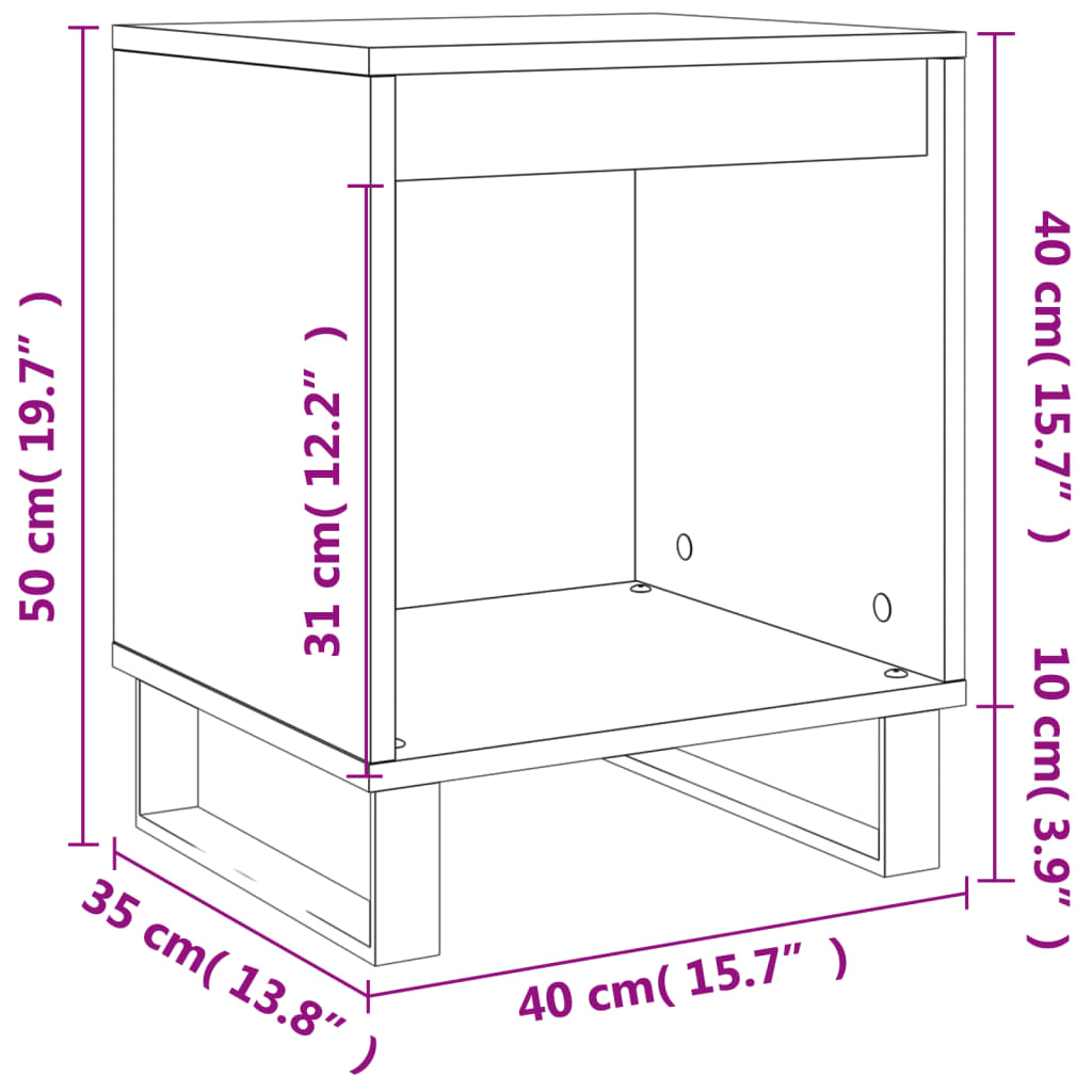 vidaXL Mesita de noche madera de ingeniería roble Sonoma 40x35x50 cm