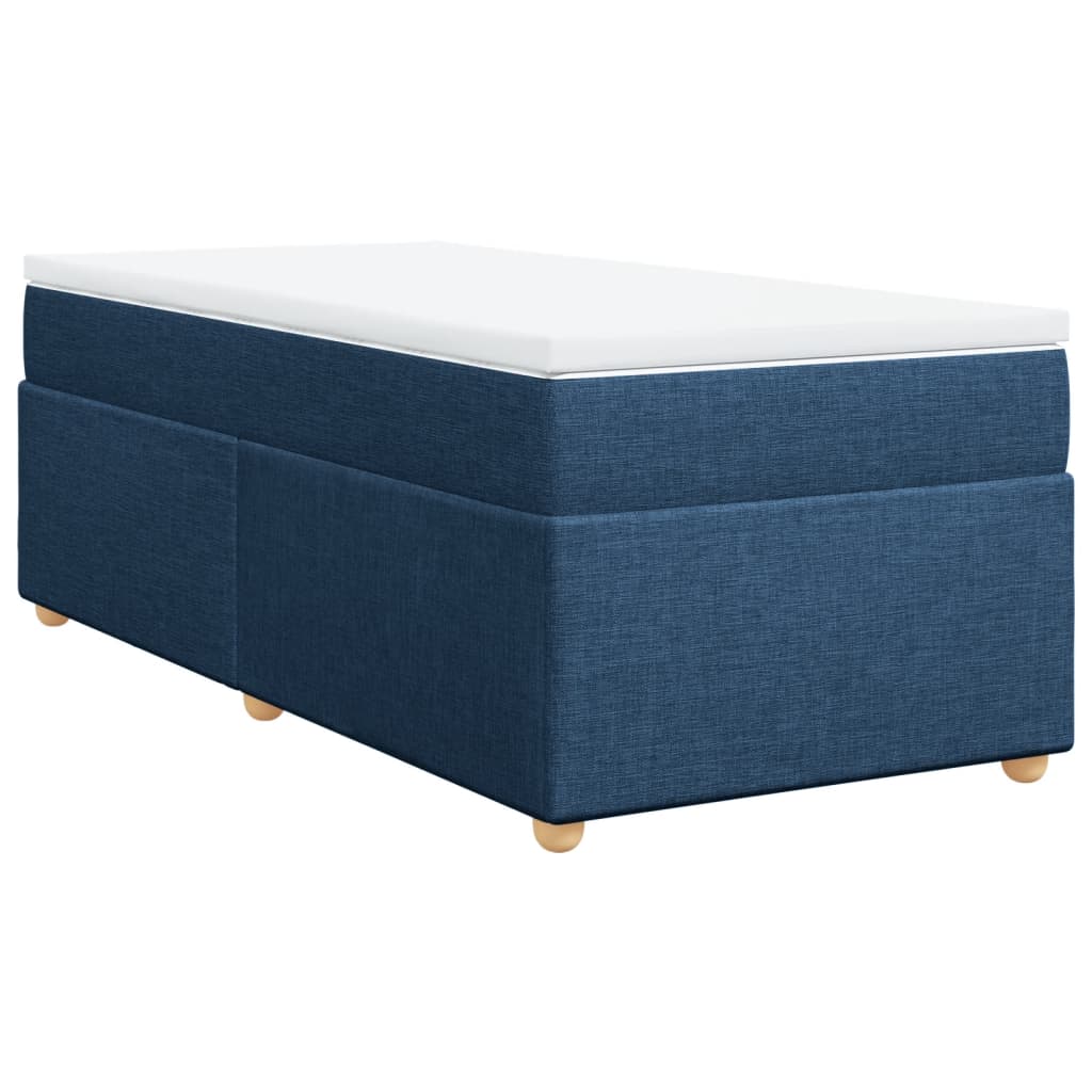 vidaXL Cama box spring con colchón tela azul 90x200 cm