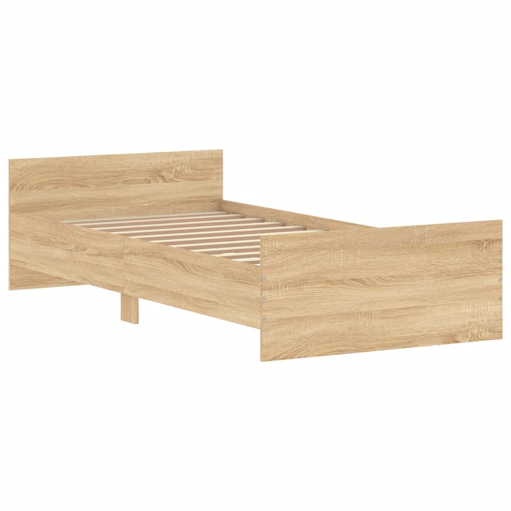 vidaXL Estructura de cama sin colchón madera roble Sonoma 100x200 cm