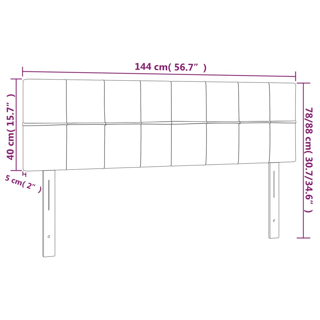 vidaXL Cabecero con LED de tela color crema 144x5x78/88 cm