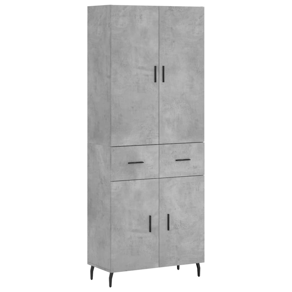 vidaXL Aparador alto madera contrachapada gris hormigón 69,5x34x180 cm