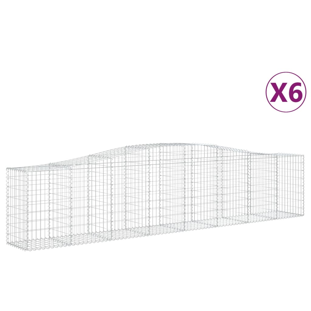 vidaXL Cestas de gaviones 6 uds forma de arco hierro 400x50x80/100 cm