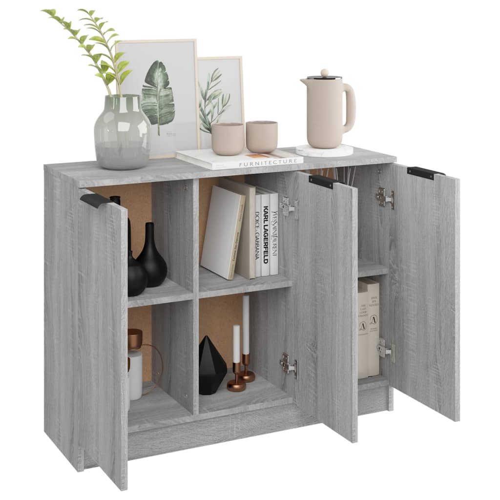 vidaXL Aparador de madera contrachapada gris Sonoma 90,5x30x70 cm