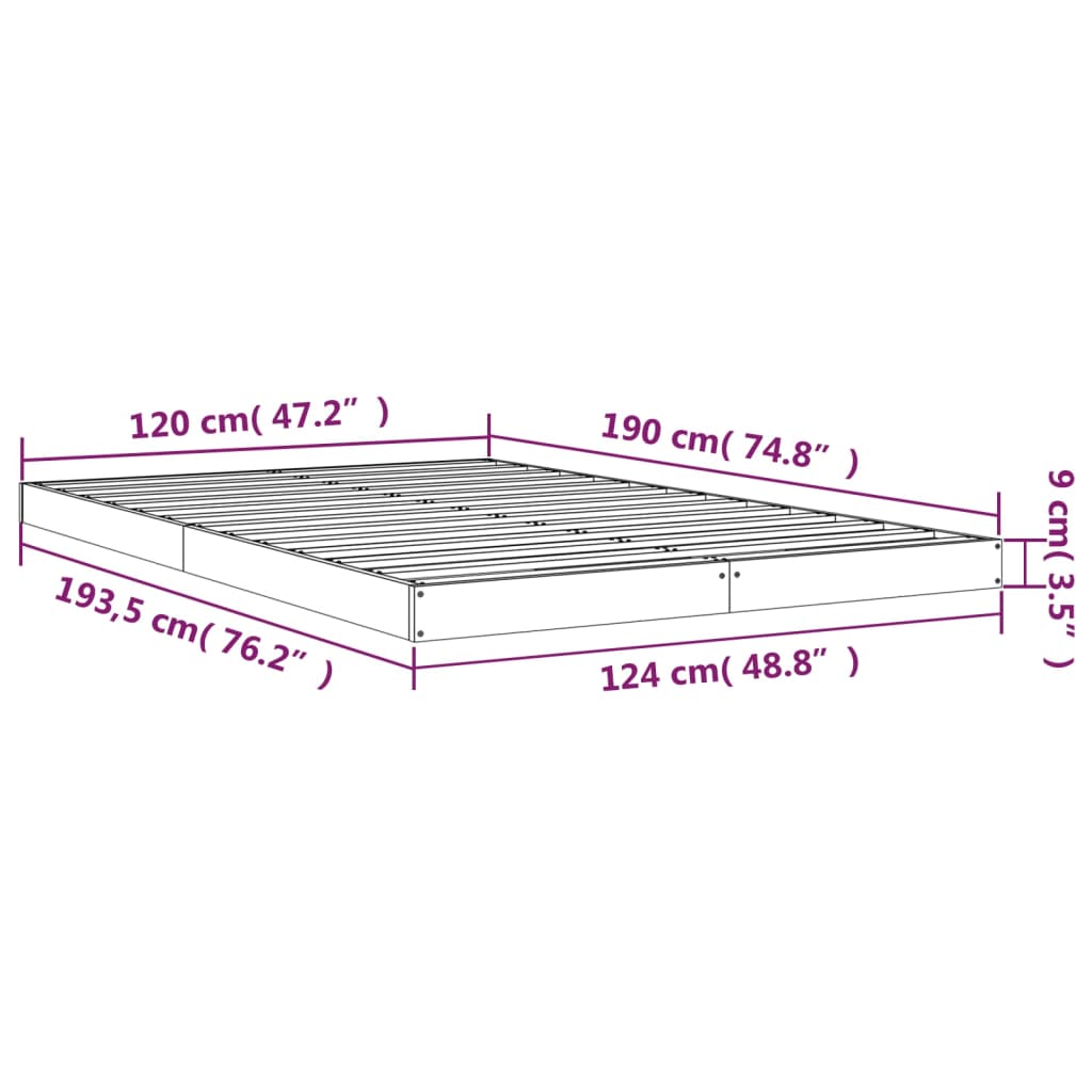 vidaXL Estructura de cama sin colchón madera maciza blanca 120x190 cm