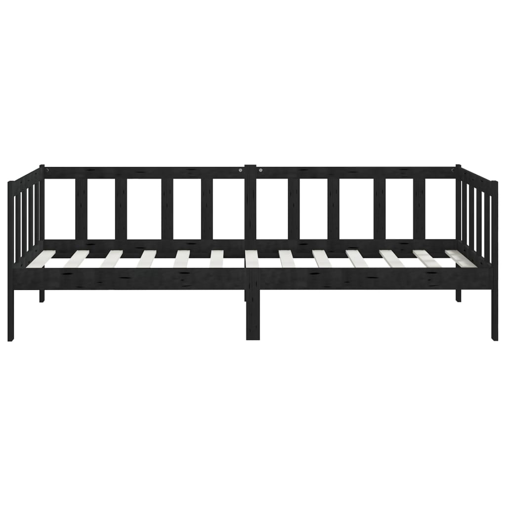 vidaXL Cama de día de madera maciza de pino negro 90x200 cm