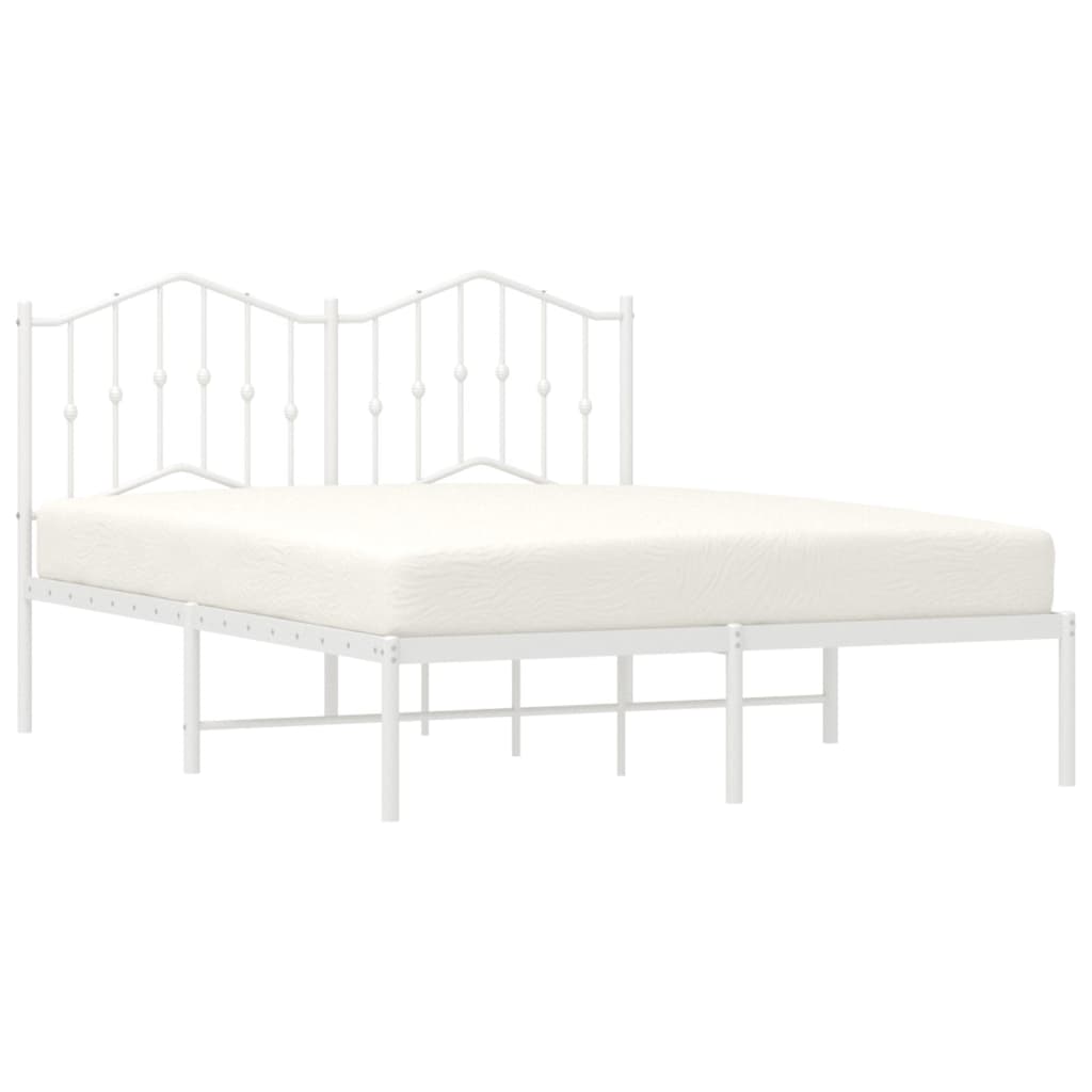 vidaXL Estructura cama sin colchón con cabecero metal blanco 135x190cm