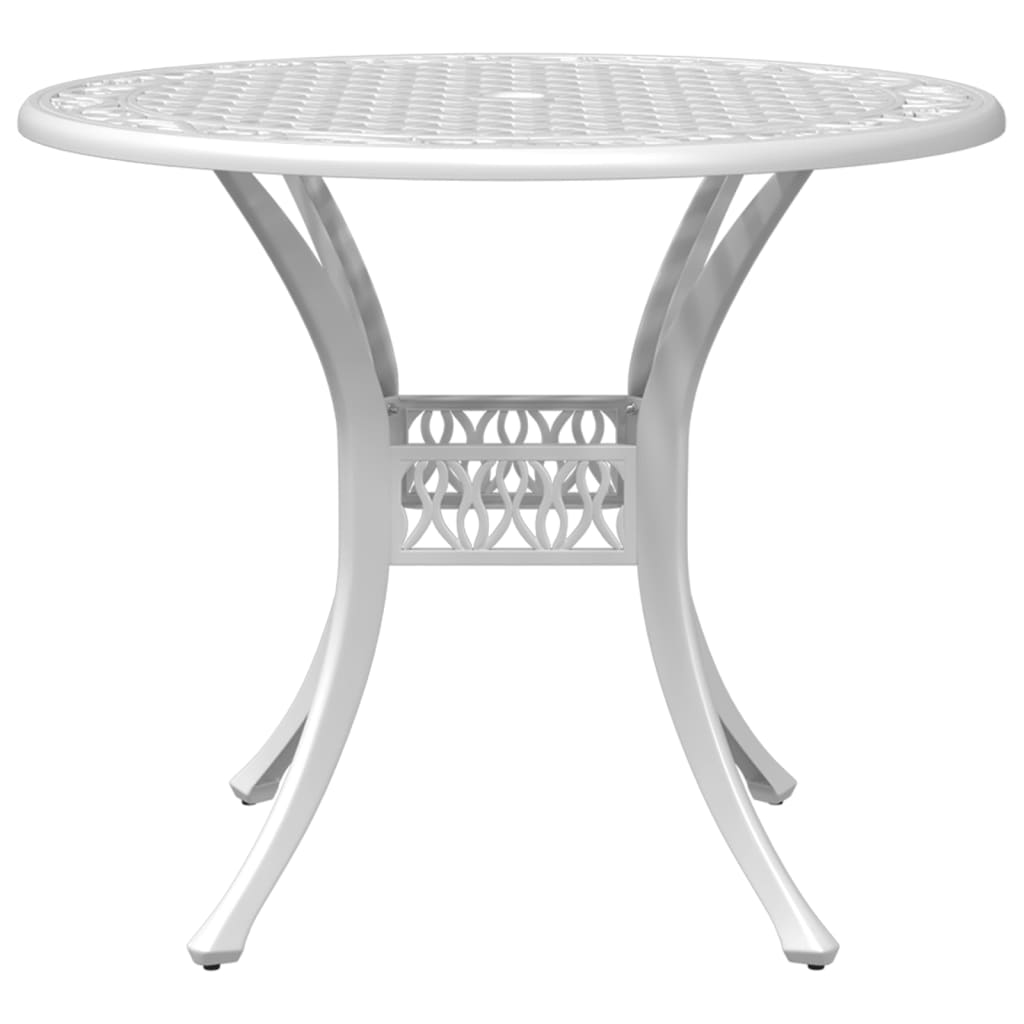 vidaXL Mesa de jardín aluminio fundido blanco Ø90x75 cm