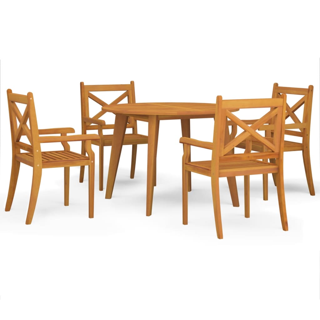 vidaXL Juego de comedor de jardín 5 piezas madera maciza de acacia