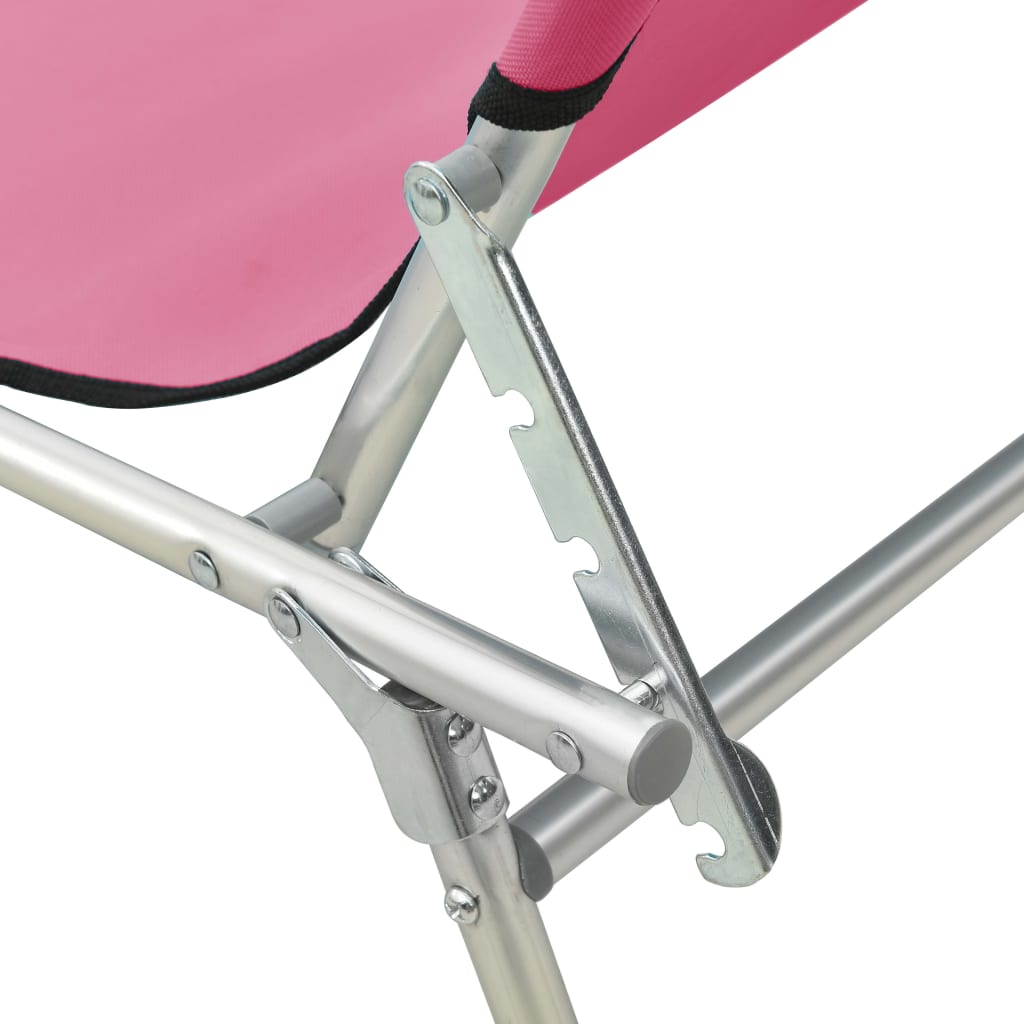 vidaXL Tumbona plegable con toldo aluminio rosa