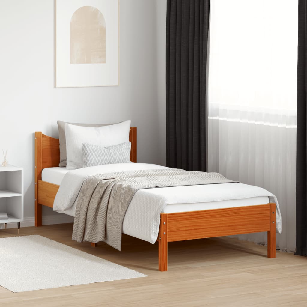 vidaXL Estructura de cama sin colchón madera de pino marrón 90x200 cm