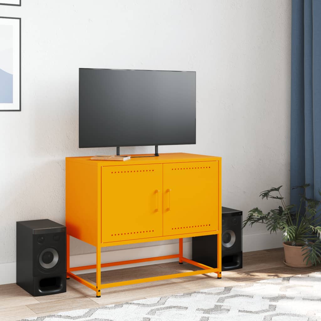 vidaXL Mueble para TV de acero amarillo mostaza 68,5x39x60,5 cm