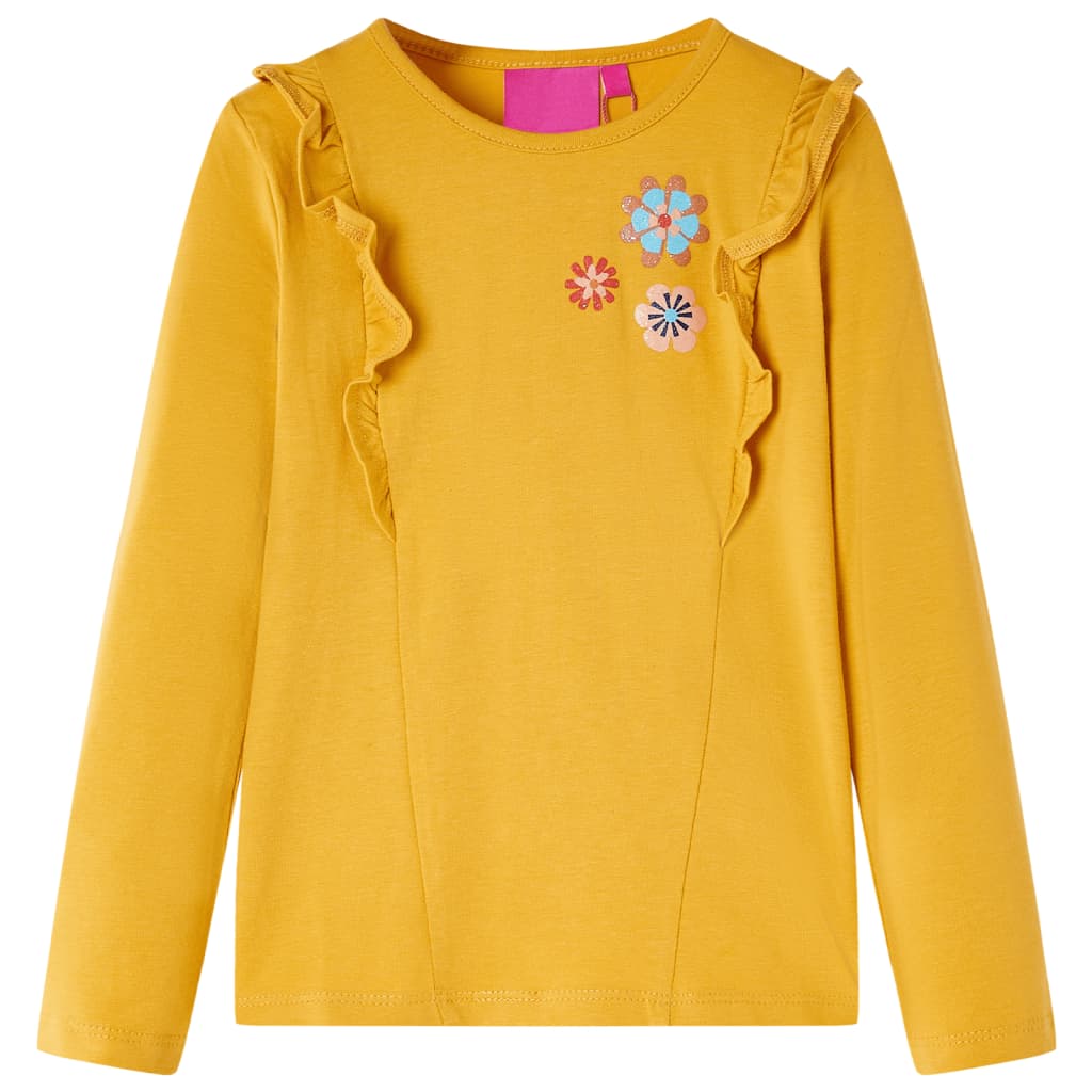 Camiseta infantil de manga larga ocre oscuro 116