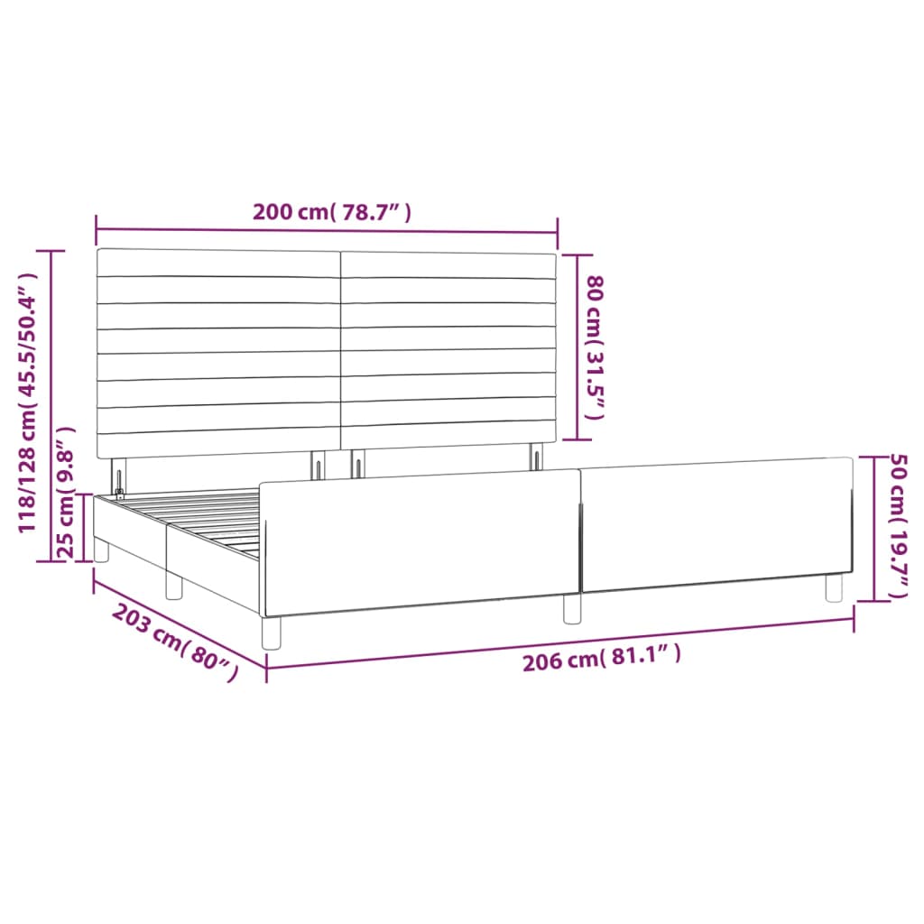 vidaXL Estructura de cama con cabecero de tela color crema 200x200 cm