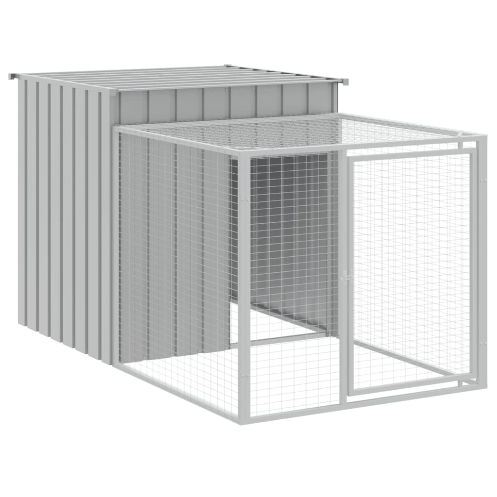 vidaXL Gallinero con corral acero galvanizado gris claro 110x609x110cm